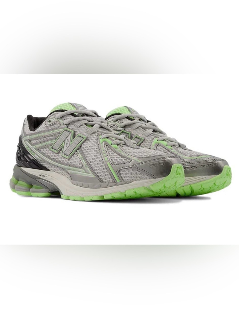 New Balance Gray and Lime Green Mesh Running Shoe - Picture 3 of 9